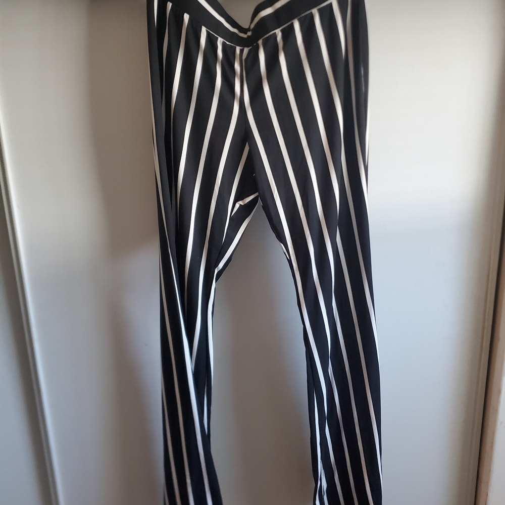 Black and White Striped Men's Pants